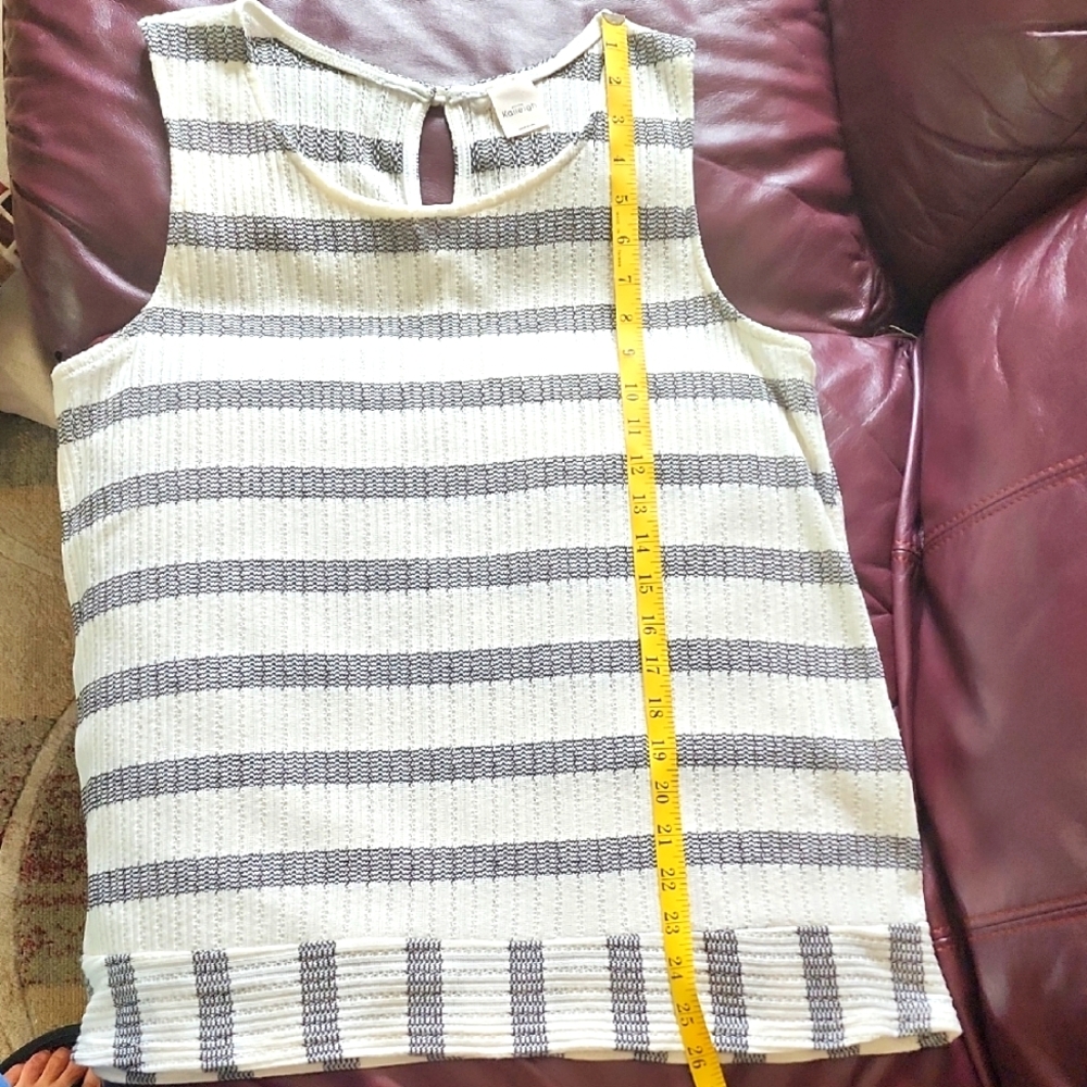 Womens, Knit, Tank Top, Off White/Black Stripes, Size Lg.